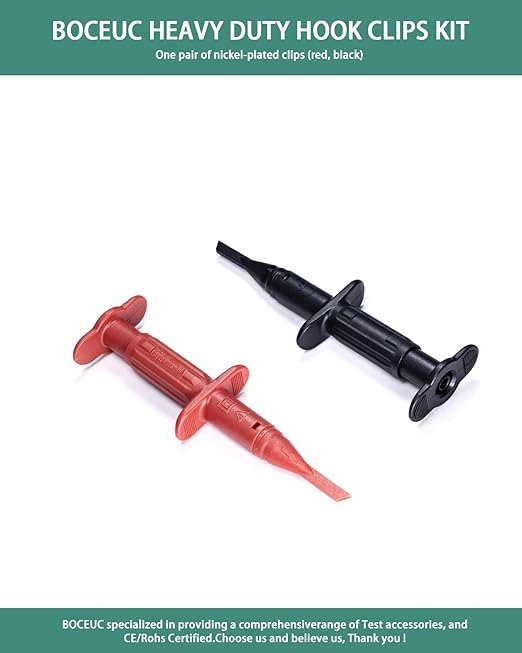 Test Hook Clips Multimeter Leads for 4mm Plug Test Probe, CAT III 1000V/CAT IV 600V, 10A for Electronic Circuit Testing (1 Pair, Red Black)