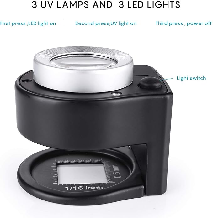 30X Loupe Magnifier with 6 Light, Desktop Portable Metal Magnifier Folding - Image 2