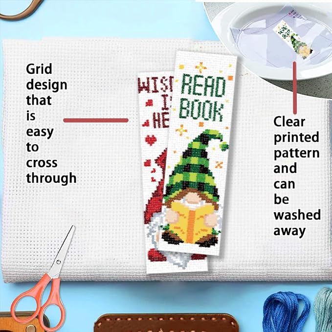 FREEBLOSS 6 Set Cross Stitch Bookmark Kit 11 CT Stamped Cross Stitch Kit DIY - Image 3