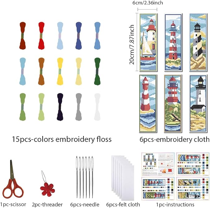 FREEBLOSS 6 Set Bookmark Cross Stitch Kits Cross Stitch Bookmark Kit - Image 2