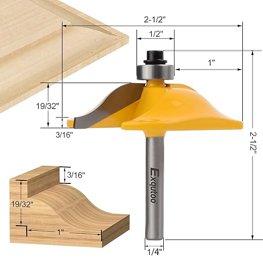 1PCS 1/4" Shank 2-1/2" Diameter Raised Panel Cabinet Door Making Router Bit Woodworking Tools Door & Window Router Bit