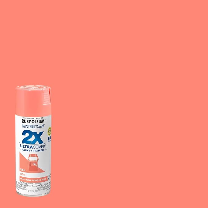 Rust-Oleum 334052 Painter's Touch 2X Ultra Cover Spray Paint, 12 oz, Gloss Coral - Image 2