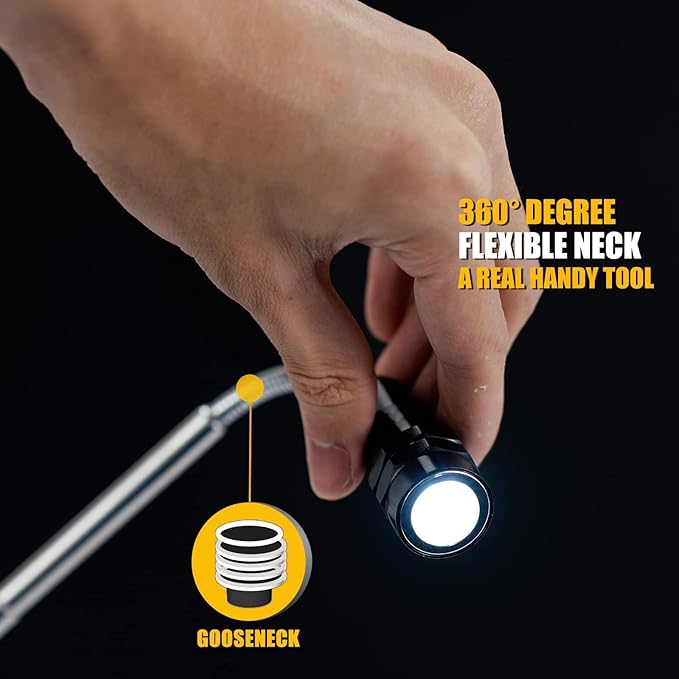 Magnetic Pickup Tool Gifts for Men, Telescoping Magnet Flashlight, Gifts Idea & Gifts for Him, Mechanic, Tech, Handyman, Boyfriend, Birthday Gifts for Dad, Husband, Father, Black