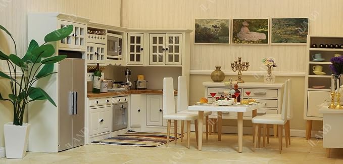 iLAND Dollhouse Furniture and Accessories Set Dollhouse Kitchen Modern Kit - Image 6