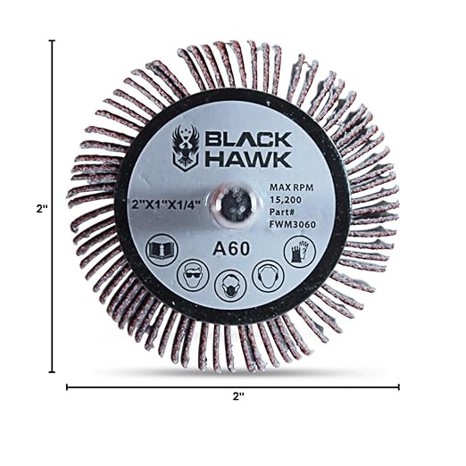BHA Aluminum Oxide Shank Mounted Flap Wheels, 2” x 1” x 1/4”, 40 Grit - 5 Pack