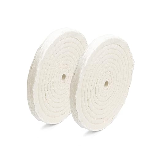 ENKAY - 8" Spiral Sewn Buffing Wheels (2 Pack) for Polishing Metal and More, for Use with Polishing Compounds, Buffing Machines & Bench Grinders (50 Ply Each)