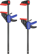 WORKPRO 12" Clamps for Woodworking 2-Pack, Quick-Release Wood Clamps/Spreader Light Duty, One Hand F Clmaps 150 LBS Load Limit, Ideal for Woodworking and DIY Projects