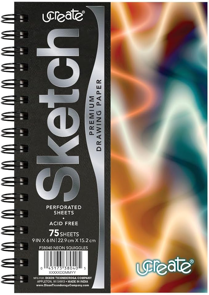 UCreate Fashion Poly Sketch Book, Neon Squiggles by CreativityStreet%C2%AE