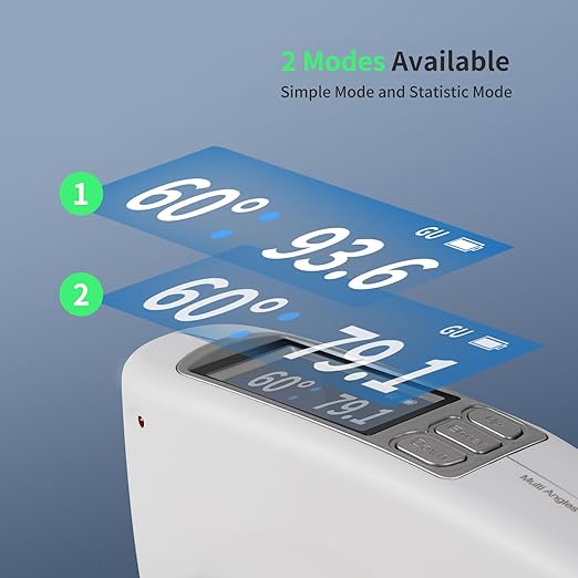 High Precision Degree Gloss Meter 60° for Floor, Plastic, Cars Paint, Marble, Measurement Range 0-200GU with 320 * 240 Color Screen & USB Charging, Supports Computer QC Software for Data Analysis