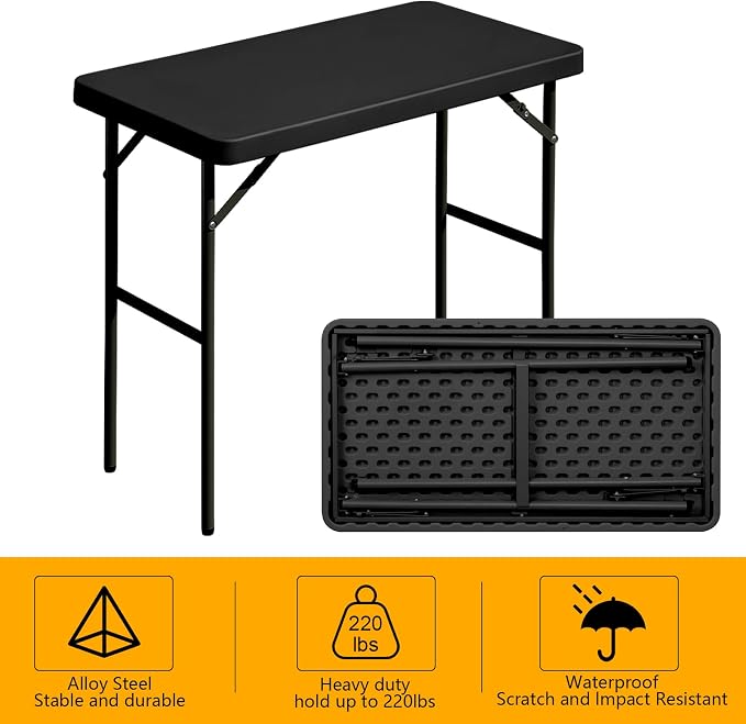 Folding Table 2.7ft Rectangular All-Occasion Plastic Folding Event Table - Image 5