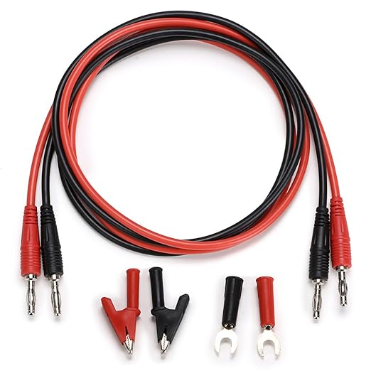 Sumnacon 4 in 1 Banana Plug Alligator Clip Pure Copper Fork Test Lead, 3.3 ft Multimeter Flexible Test Lead Wire Cable with Protective Jack Copper Clamps for Electrical Testing 1000V/15A