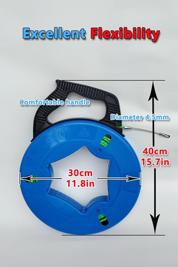 82FT Professional Flexible Wire Rodding Guide Kit for Electrical Wiring Installation with Storage Case【25M*4.5mm】