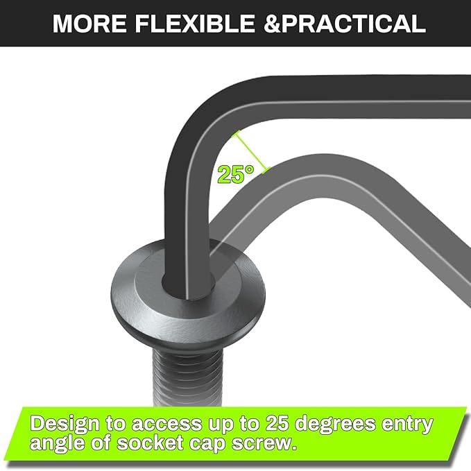 4mm Ball End Hex Key Set, 6pcs L-Shaped Allen Wrenches Long Arm, CR-V Steel, Black Oxide Finish, High Torque Repairing Tool for Furniture, Bike, Equipment Maintenance