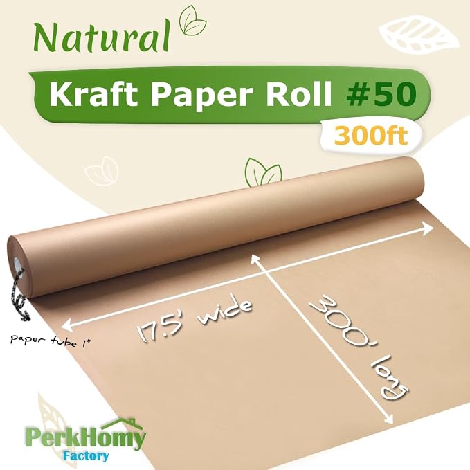 PerkHomy Brown Kraft Paper Roll 17.5" x 3 - Image 4