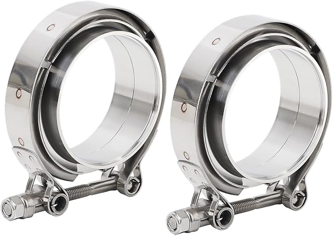 LokoCar 3.0 Inch V Band Clamp with Flange Male Female Stainless Steel 2Pcs