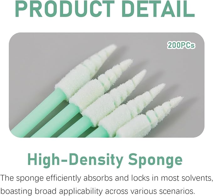 200 Pcs Cleaning swabs, Lint Free High Density Foam Sponge Lab Tip Swab Sticks - Image 2