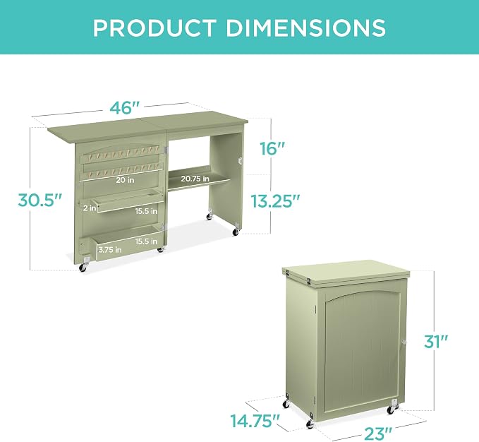 Best Choice Products Folding Sewing Table Multipurpose Craft Station & Side Desk - Image 2