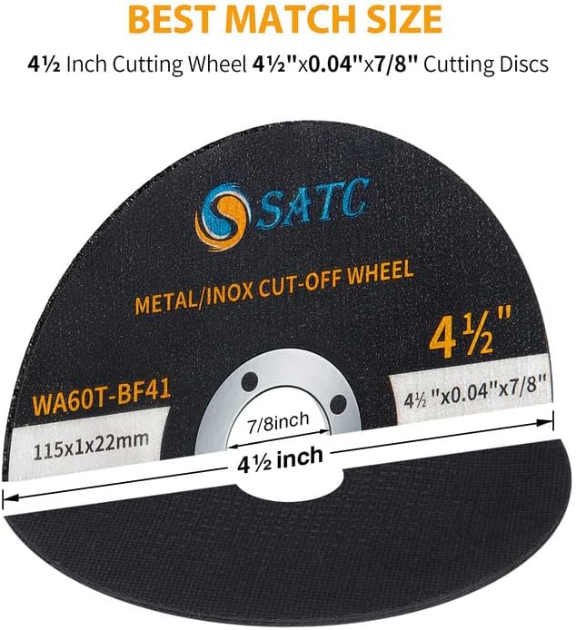 S SATC 4 1/2 Cut Off Wheel 50 PCS Cutting Wheels 4.5"x.040"x7/8" Angle Grinder Cutting Disc Ultra Thin Metal & Stainless Steel
