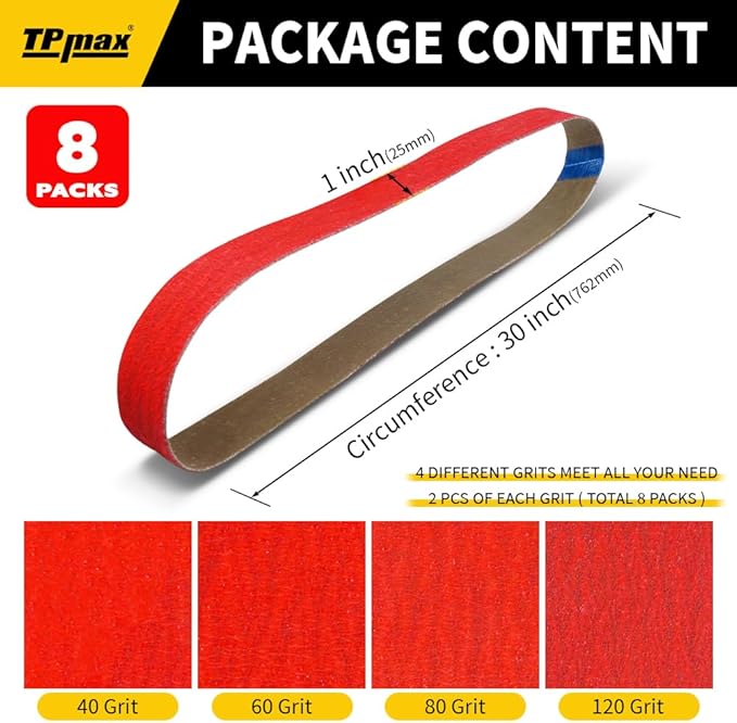 1x30 Inch Ceramic Sanding Belts (40/60/80/120 Grits) – High-Performance Sander Sharpening Belts for Knife Making, Metalworking, and Woodworking