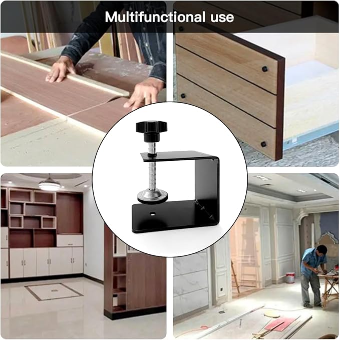 Drawer Front Installation Clamps, Cold-Rolled C Clamps for Woodworking, Door Installation Tools and Cabinet Tools with Protective Pads (6 Pcs)