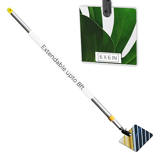 Inspection Mirror Telescoping Pole, Lightweight & Durable, 4 ft - 8 ft Pole, 6 x 6 inch Acrylic Mirror