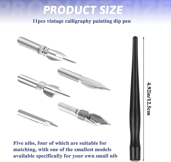 Oblique Calligraphy Pens Dip Set, Comic Pen Nib Set, Fluid Writer Pen, - Image 2