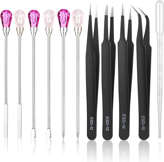 MSDADA 11 Pcs Silicone Resin Mold Tools Set Stirring Needle Spoon Tool Tweezers by ColoryourlifewithMSDADA