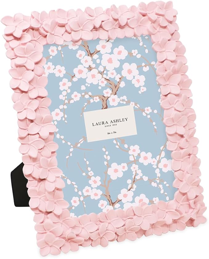 Laura Ashley 5x7 Pink Flower Textured Hand-Crafted Resin Picture Frame by Unknown