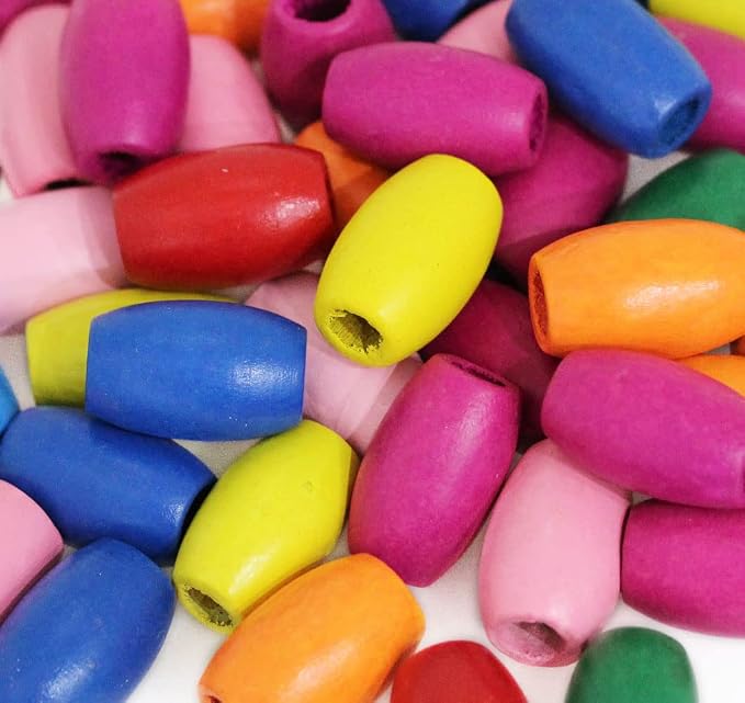 BetterJonny 50 Large Oval Wood Beads Assorted Color - Image 5