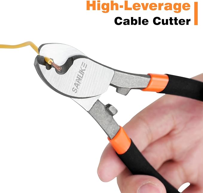 Sanuke Cable Cutters, 6-Inch High Leverage Cable Cutter Heavy Duty-Multifunctional Compact Sharp Cutting for Aluminum, Copper, Wire, Communications Cable