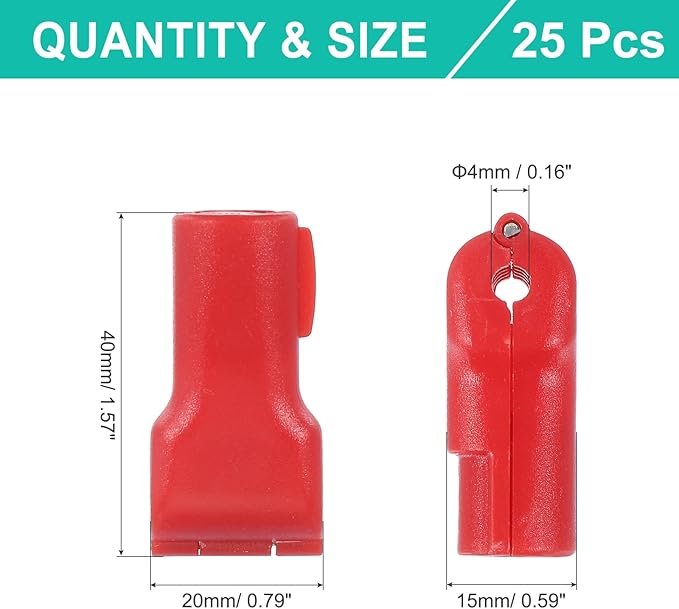 PATIKIL 4 mm Stop Peg Lock, 25 Pcs Pegboard Hooks Anti Sweep Theft Hook Locks Plastic Pegs for Mobile Accessories Shop Clothes Retail Security Display, Red