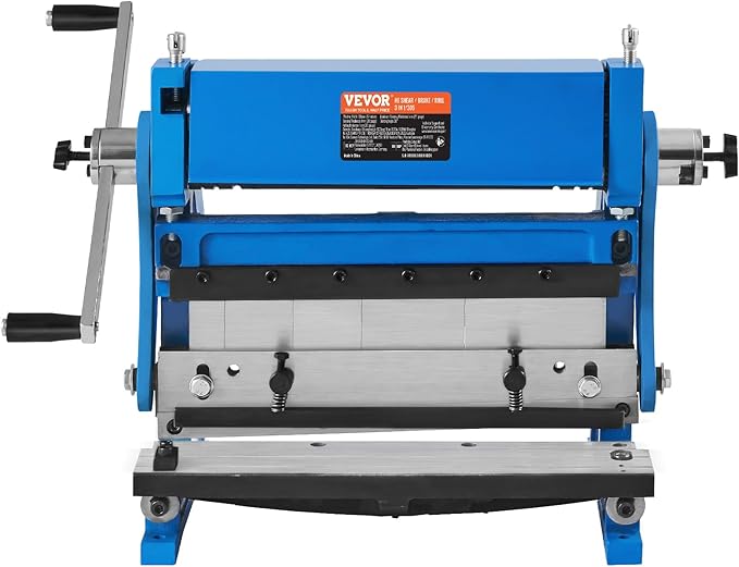 VEVOR Sheet Metal Brake, 12-inch, 3-In-1 Combination Shear Brake Roll Machine, 20-Gauge Capacity Shear Press Brake with 90° Max Bending Angle, Shears and Slip Roll Machine for Shear Bending Rolling