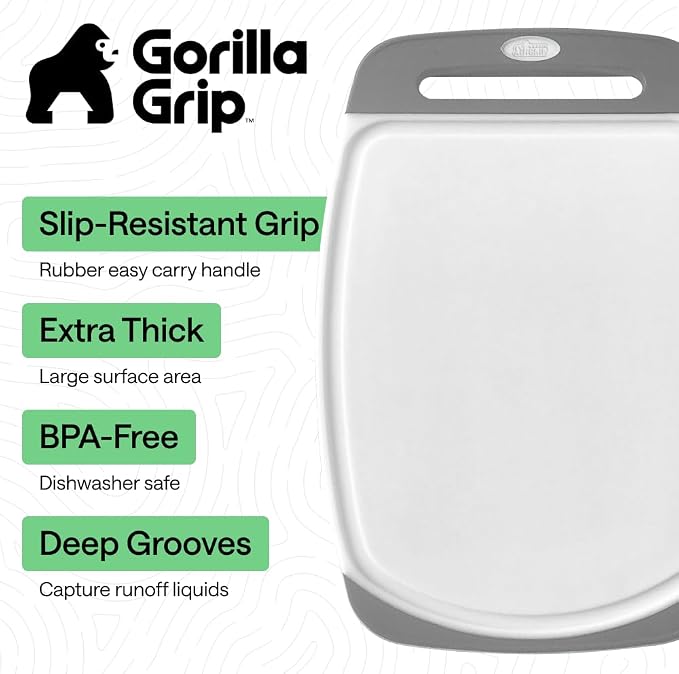 GORILLA GRIP BPA-Free Reversible Kitchen Cutting Board Set of 3, US Designed - Image 2