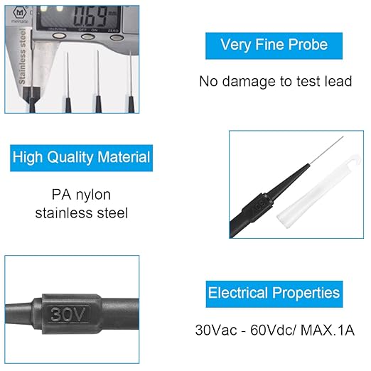 Back Probe Wire Piercing Probe Power Probe Pins kit for Multimeter Test Leads, 8PCS 0.7mm Insulation Wire Piercing Probes & Back Probe, with 4mm Banana Jack for Car Repairing Diagnostic