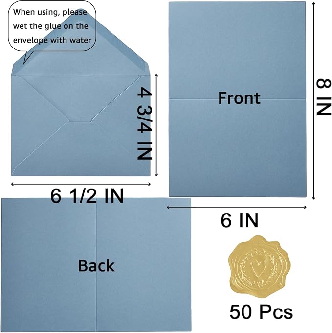 50 Pack Dusty Blue A6 Envelopes - Image 2