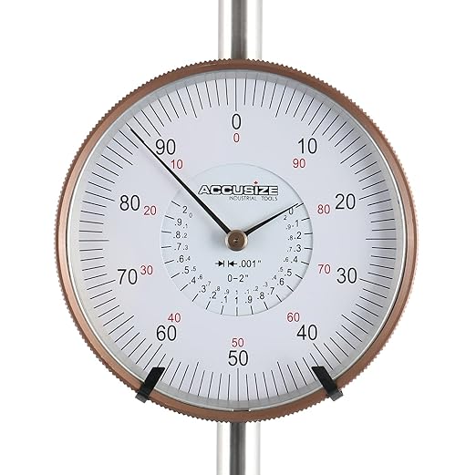 Accusize Industrial Tools Agd2 Style 0-2'' by 0.001'' Dial Indicator with A 3'' Big Face, Lug Back, P900-S090