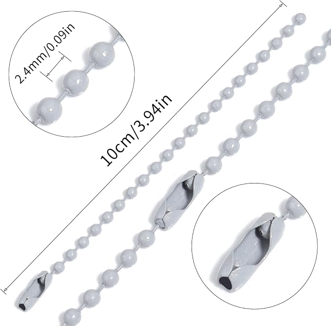 Lemonkey 100Pcs Ball Beads Chains Bulk, 4 Inch Dog Tag Metal Small Chains - Image 2