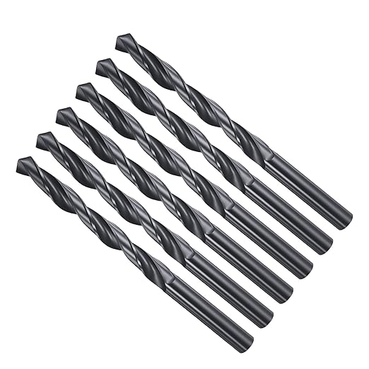 Drill Bit, 9mm Cutting Diameter, 4241 HSS Nitriding Black 118° Cutting Angle Versatile Jobber Bits - (Applications: for Drilling Plastic Wood Soft Metal), 6-Pieces