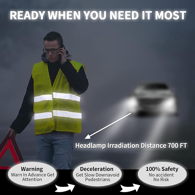 Safety Vest, Reflective High Visibility Construction Vest for Men, Work, Cycling, Runner, Surveyor, Volunteer, Road