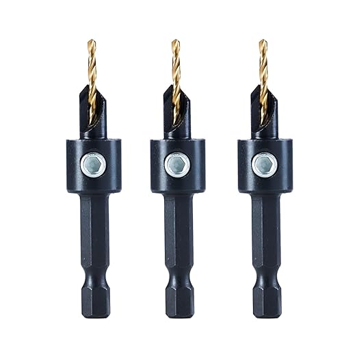 toolant 3pack#4 Silence Countersink Drill Bits Set for US Wood Screw, High-Speed Steel Counter Sink Drill Bit in One Step