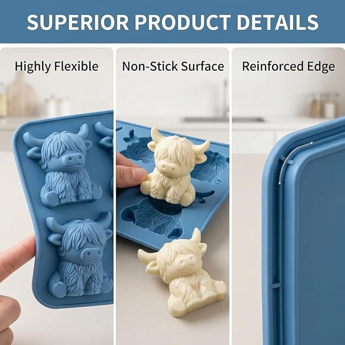 Mini Highland Cow Ice Cube Mold – 3D Cute Cattle Silicone Tray, Reusable Ice - Image 7