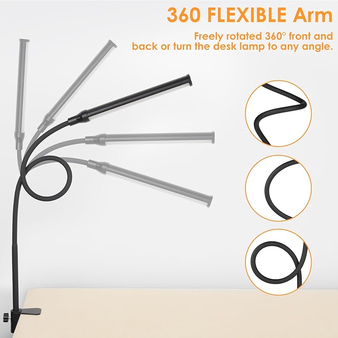 ShineTech LED Desk Lamp with Clamp, Clip On Desk Lamp - Image 8