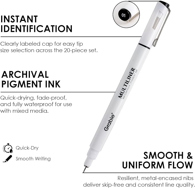 Grabie Micro Fineliner Pens, Illustration, Journaling, Art Supplies - Image 5