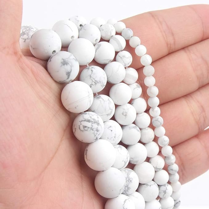 48pcs Natural Matte White Howlite Gemstone Beads，8mm Frosted Round Loose Stone - Image 7
