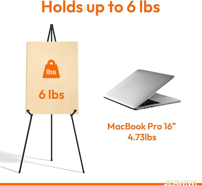 JEAWIWI 6PCS Black Easel Stand for Wedding Sign Stand, 66 Inch Adjustable Metal - Image 3