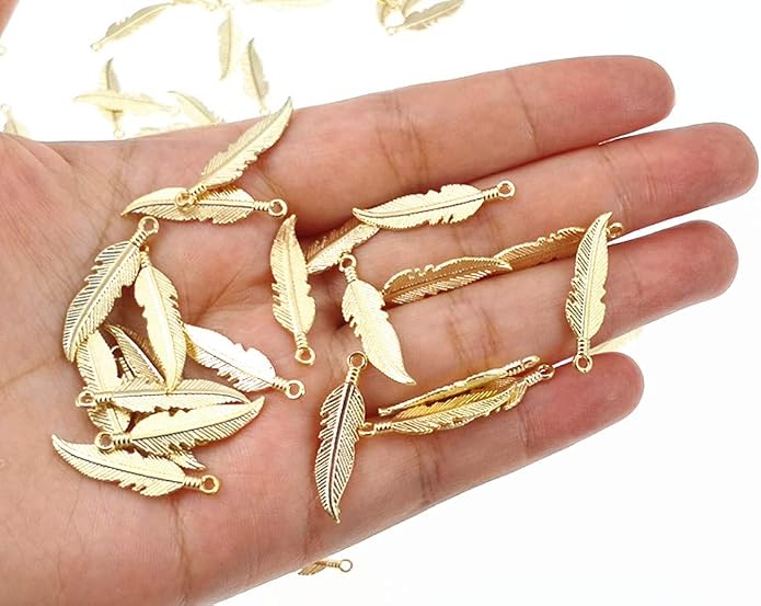 ALIMITOPIA 100pcs Alloy Feather Charms Pendants Easter Angel Wing Feather - Image 3