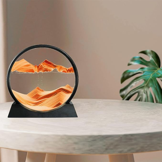 BGFJYUK Moving Sand Art Picture in Motion, Round Tempered Glass 3D Deep Sea - Image 7