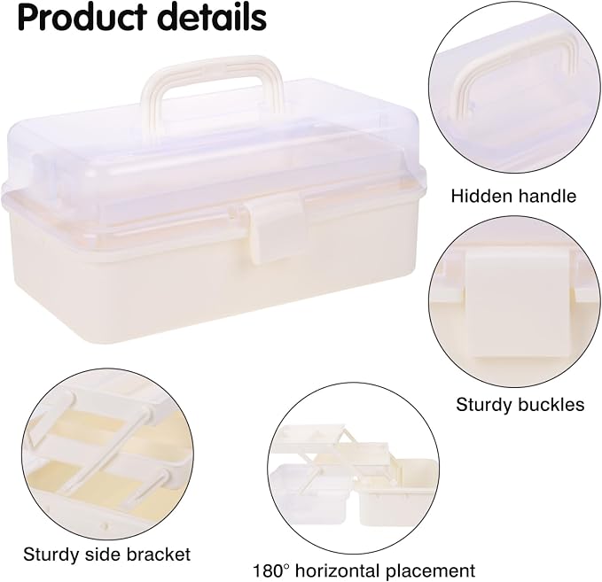 Plastic Tool Box with Handle 3-Layer Craft Organizers Tackle Box Multipurpose - Image 3
