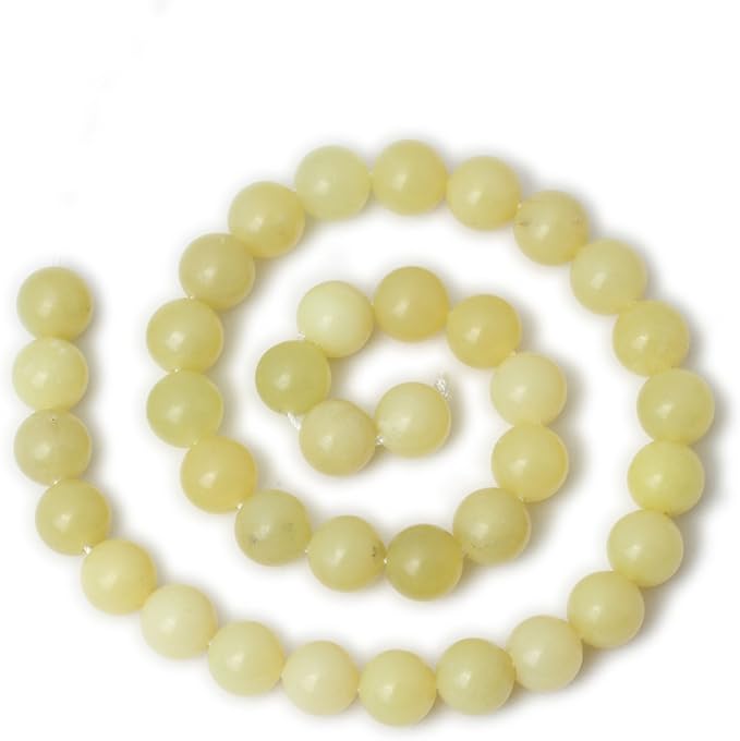 35PCS 10mm Natural Yellow Lemon Jade Gemstone Round Loose Beads - Image 2