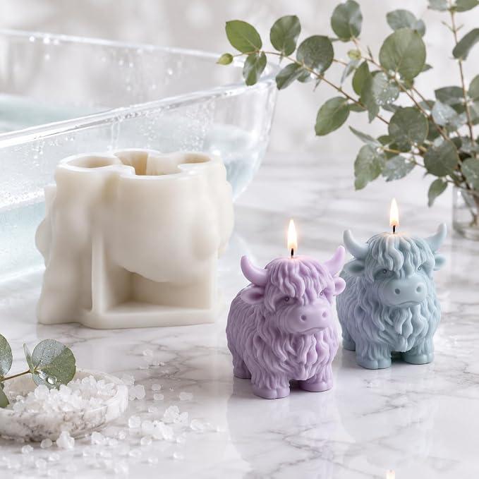 Highland Cow Silicone Molds 3D Animal Candle Soap Resin Casting DIY Craft | - Image 4